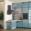 Угловая кухня голубого цвета Мебель модульная Legend