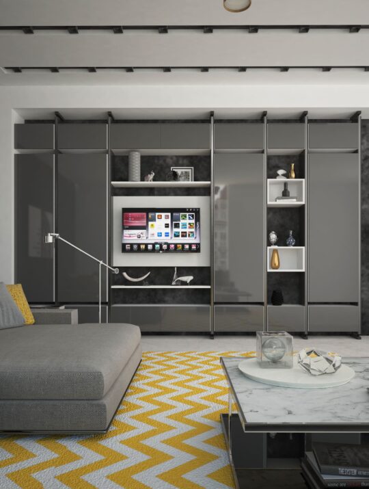 Мебель Legend шкаф модульный серый с ТВ