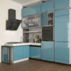 Угловая кухня голубого цвета Мебель модульная Legend
