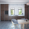 мебель legend модульная Кухня с окном коричневый матовый шпон макасар