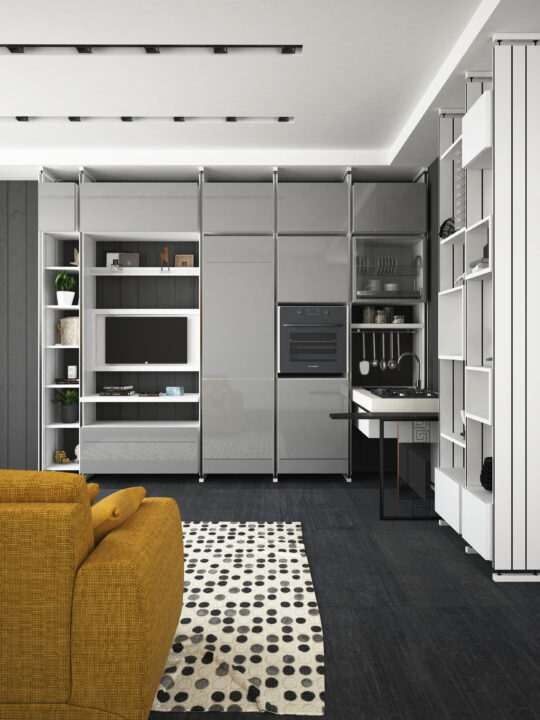Мебель конструктор Legend Кухня угловая серая с телевизором