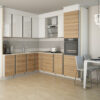 Мебель Legend Кухня угловая белая глянец+коричневая текстура и столешница конструктор
